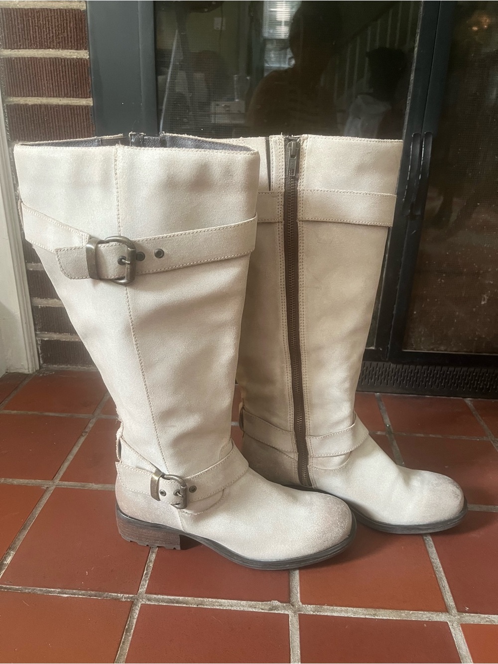 Lane Bryant Leather 9.5W Wide Calf Moto Boots NWOT FLAWED